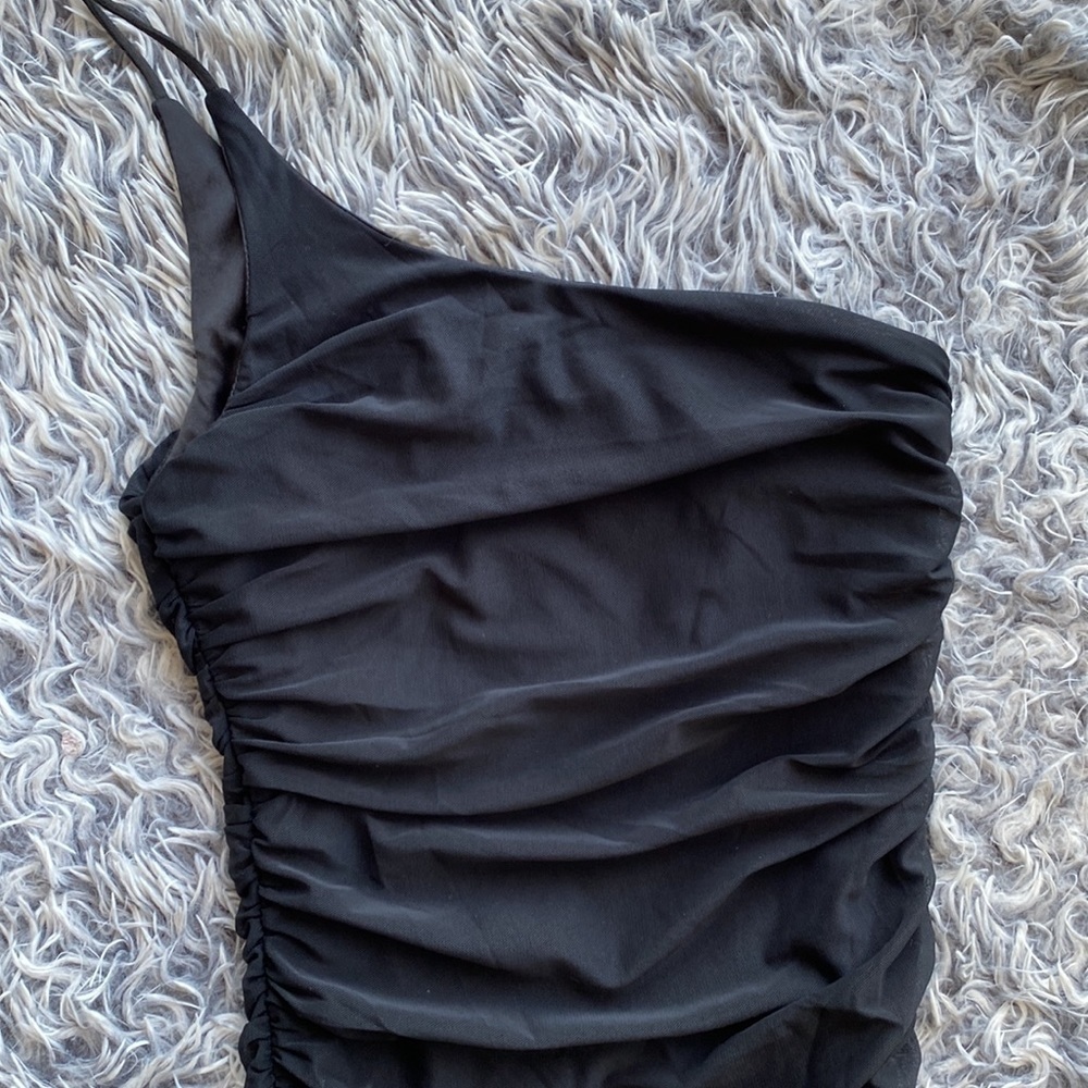 NWOT Princess Polly JOCASTA MINI Ribbed One Shoulder Black Dress - Picture 9 of 16